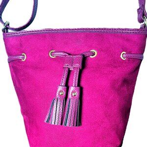 Tara' Faux Suede Bucket Bag, Bordeaux